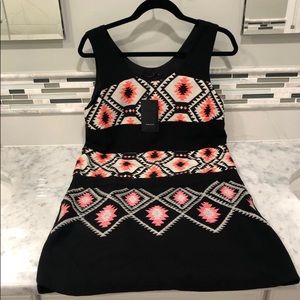 color block black white pink sleeveless dress